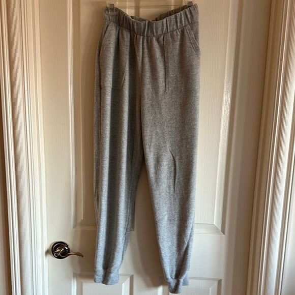 Heather Gray Track Pants with Elastic Waistband and Relaxed Fit - Picture 1 of 5